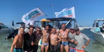 Raw Hire's Managing Director and his team at the Rottnest Channel Swim